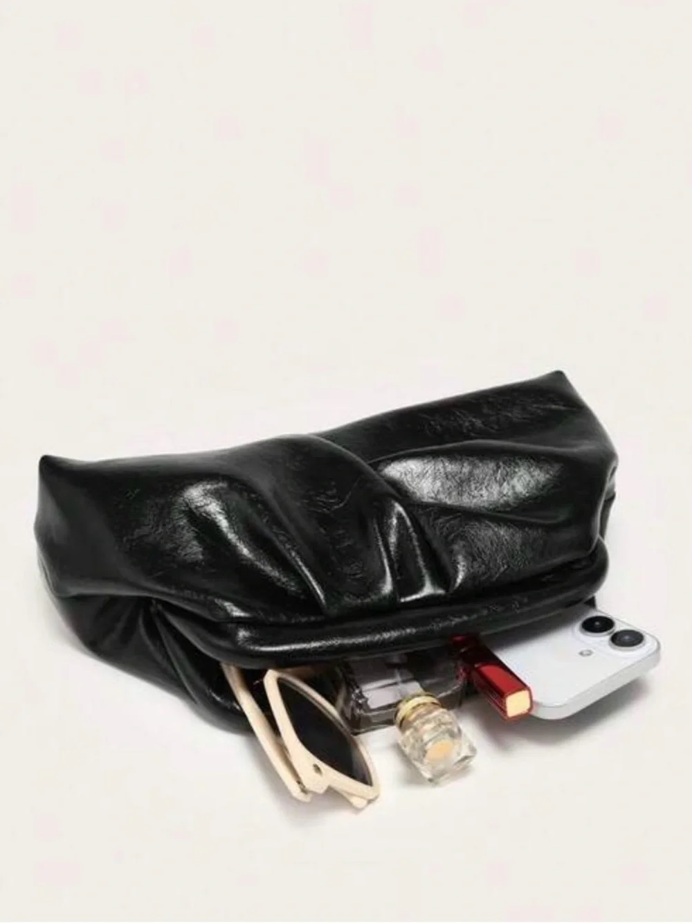 Black Woven Clutch Bag -